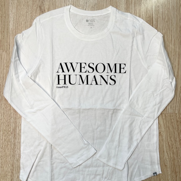 Figs Tops Figs Awesome Humans White Long Sleeve Shirt Poshmark